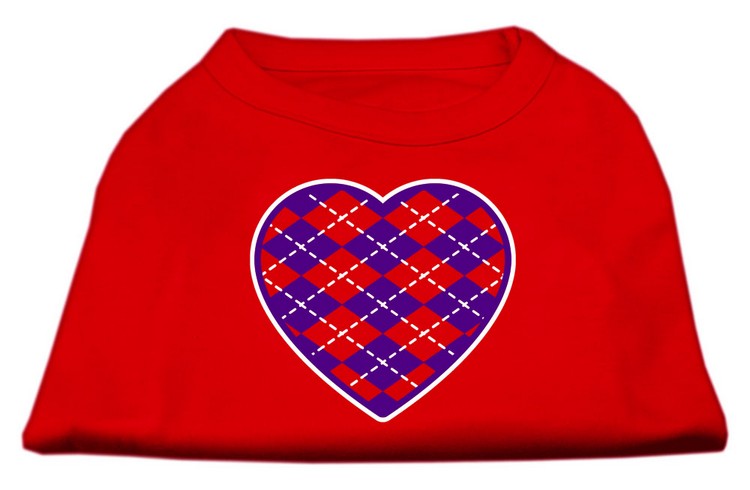 Argyle Heart Purple Screen Print Shirt Red Lg